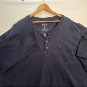 Duluth Trading Co Shirt Mens 3XL Navy Longtail T Henley Long Sleeve Pocket